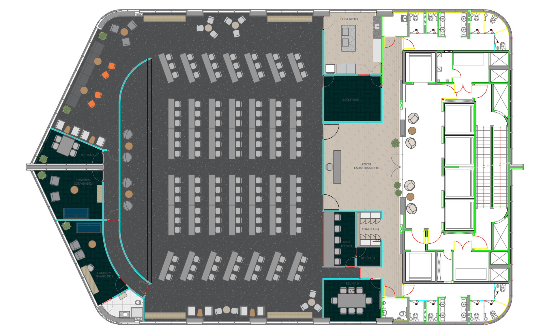 Planta baixa do Growth Space — distribuição dos ambientes e capacidade